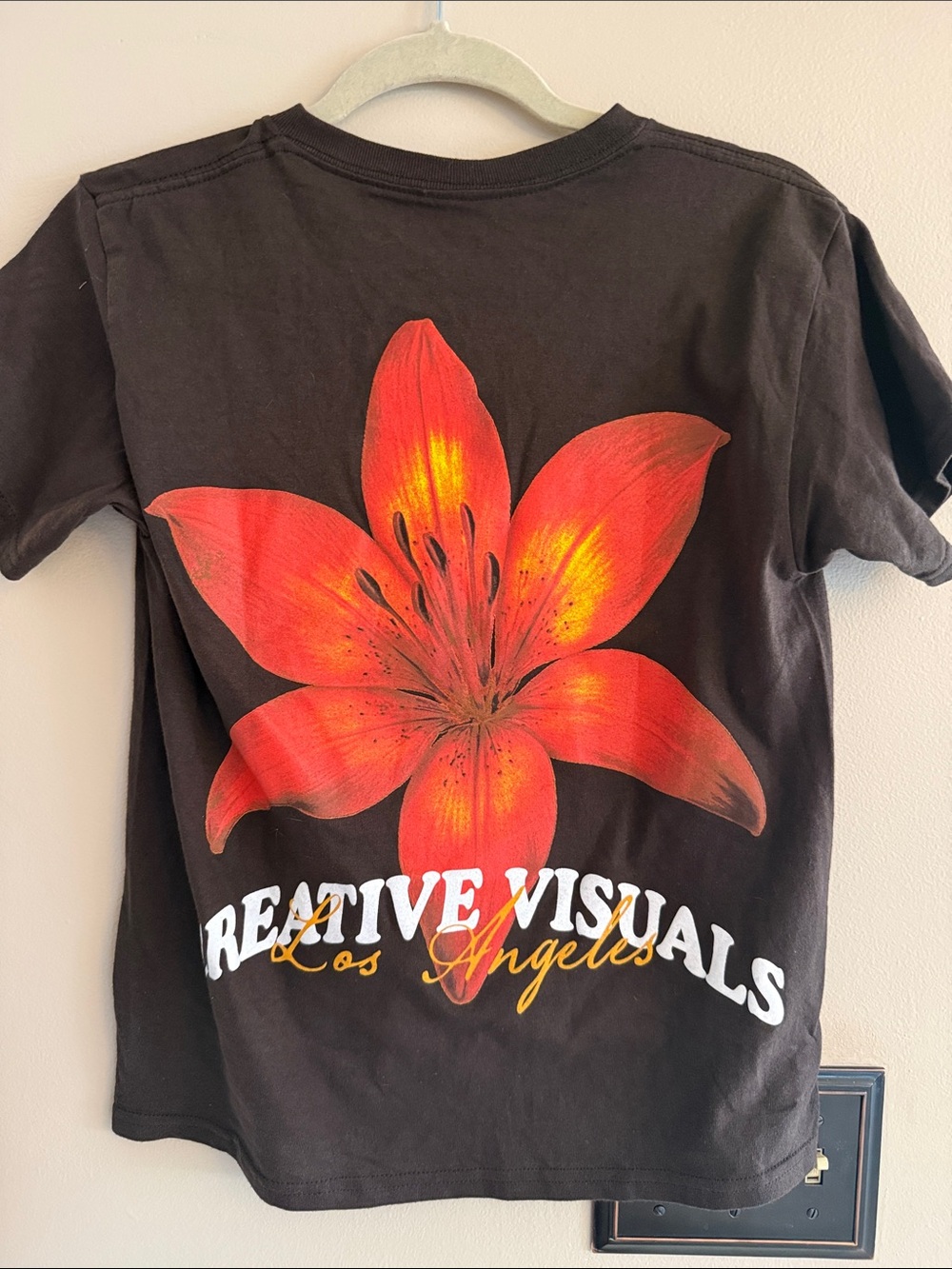 Women's Black Tee with Red Floral Graphic